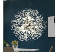 HYJAUSXB Luxury Modern Firework Dandelion Crystal Chandelier for Bedroom Living Room Dining Kitchen Elegant Satellite Design Lighting Fixture