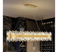 HYJAUSXB Modern Chandelier, 20-Lights 2 Tiers Gold Rectangular XL Chandelier 132 for Dining Room, 52'' Luxury K9 Raindrop Crystal Chandeliers, Adjustable Kitchen Island Living Room