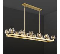 HYJAUSXB Modern Chandelier, 20-Lights 2 Tiers Gold Rectangular XL Chandelier 132 for Dining Room, 52'' Luxury K9 Raindrop Crystal Chandeliers, Adjustable Kitchen Island Living Room