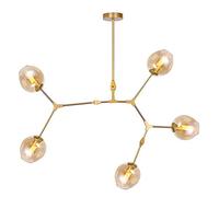 HYJAUSXB Modern creative chandelier Adjustable Downrod Modern Glass Shade Magic Bean Pendant Lamp,Modern Molecular,Creative Hanging Lighting Fixture-D 5 Lights