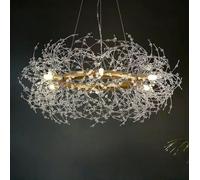 HYJAUSXB Modern Crystal Chandelier with Firework Dandelion Design for Bedroom Living Room Dining Kitchen Unique Satellite Inspired Lighting