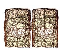 HYJAUSXB Natural Rattan Wall Lamp Handwoven Wicker Sconce Rustic Farmhouse Lighting E26 Base Unique Fixture for Home Decor Style Light
