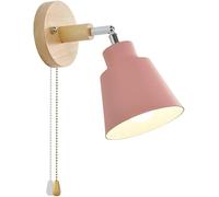 HYJAUSXB Wall Mount Reading Light Adjustable lamp Made of Metal/Wood, 1-Flame, 1 x E27-socket, spot in Nordic Design, Sconce for Bedroom Bedside Living Room Cafe Bar Hallway (with Switch) (Gra