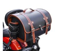 HYJHS Motorcycle Tail Bag for Triumph Bonneville T100 Street Bike, Leather Waterproof Tail Pack, 33L, Black+Brown