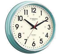 HYJOOY Wall Clock Metal 12.4" Vintage Retro Wall Clocks Countryside Style Silent Non Ticking Easy to Read for Living Room, Kitchen, Bedroom, Office, Bar(12.4" Teal)