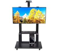 HYJYGM Black Mobile TV Display Stand for 55/65/70/75 Inch LCD Flat Panel Screen, Adjustable Height Rolling Metal TV Cart with Shelf, Liivng Room/Office Beautiful Scenery