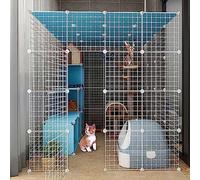 HYJYGM Indoor Enclosures Playpen Detachable Metal Cat Kennels Ferret Small Animal Cage Large Exercise Place Ideal For 1-4 Cats,147x147x145cm(1)