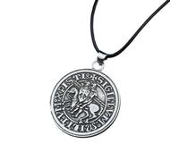 HYJYGM Men Amulet Jewelry Viking Double War Horse Greek Latin Knights Templar Exquisite Commemorative Seal Pendant Necklace with for You