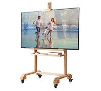 HYJYGM Mobile TV Floor Stand/Cart with Lockable Wheels & Storage Shelf, Wood Freestanding Rolling Multi-Function Easel Display Rack, Space Saving