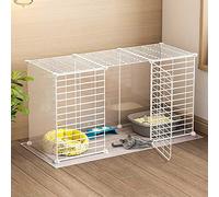 HYJYGM Playpen Enclosure Ferret Cage Dog For Small Dogs Indoor Kennels Detachable Metal Cat Cages Easy To Clean - Large Exercise Place I,White-111X39X47CM