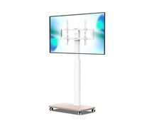 HYJYGM Portable Mobile TV Cart On Wheels - Rolling TV Floor Stand, Tall TV Stand with Swivel Mount, 37 to 70 Inch Corner TV Stands for Bedroom, Outdoor, Small Dorm(1270-1470mm)