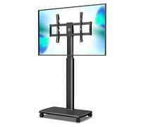 HYJYGM Rolling TV Floor Stand for 37 to 70 Inch TVs, Portable Mobile TV Cart on Wheels, White Tall TV Stand with Swivel Mount, Corner TV Stands for Bedroom, Outdoor, Small Dorm(1270-1470mm)
