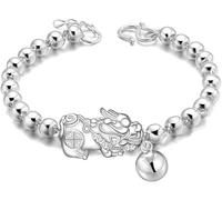 HYJYGM Sterling Silver, ，Crystal Bangle s for Sterling Silver For Women,Women 925 Sterling Silver Vintage Chinese Pi Xiu Amulet Sterling Silver Je