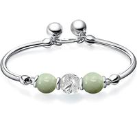 HYJYGM Sterling Silver, ，Crystal Bangle s forAdjustableSterling Silver Bangle,Women S990 Sterling Silver Chinese Vintage Open Cuff Bangle Green Agate Lad