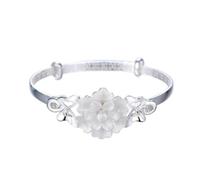 HYJYGM Sterling Silver Peony Bangle for Women - Elegant and Timeless Birthday Gift