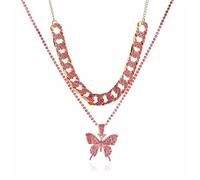HYJYGX INS Style Double Layer Big Butterfly Hip Hop Personality Christmas Anniversary Jewelry