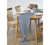 Hykiee Chiffon Table Runner,28x120 Inches 10ft Romantic Wedding Soft Chiffon Table Cover for Birthday Party Bridal Christmats Tree & Door Decorations,Dusty Blue