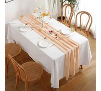 Hykiee Table Runner, Apricot Chiffon Table Runner Skirt, 73*304cm 10ft Romantic Wedding Table Cover Decoration Gauze Cloth for Birthday Party Bridal Baby Shower Christmats Tree & Door Decorations