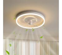 HYKISS LED Ceiling Fan with Lighting Modern Dimmable Fan Ceiling LED Lamp Adjustable Wind Speed Dining Room Bedroom Living Invisible Fan Lamps 40W Ceiling Lights Ø50CM [Energy Class A++],Gold