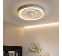 HYKISS LED Ceiling Fan with Lighting Modern Dimmable Fan Ceiling LED Lamp Adjustable Wind Speed Dining Room Bedroom Living Invisible Fan Lamps 40W Ceiling Lights Ø50CM [Energy Class A++],Blue