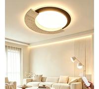 HYKISS Wabi-Sabi Huangdong Stone Ultra-Thin Ceiling Light LED Light Source 52 W Round Ceiling Light with Solid Wood Frame Three-Color-Temperature Adjustable Suitable for Living Rooms and Bedrooms