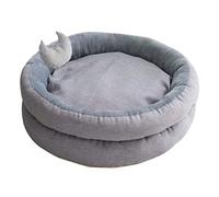HYKJCSS Pet Bed Double Layer Pet Bed Cat Bed Pet House Soft Cat Mat Dog Bed For Round Kennels Cat Ear Cat Dog Bed Dog Bed(Grey,60 * 45 * 20cm)