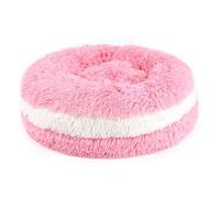 HYKJCSS Pet Bed Plush Donut Pet Bed,Dog Cat Round Warm Cuddler Kennel Soft Puppy Sofa,Anti-Slip Bottom,Machine Washable Pet Nest Dog Bed(Pink,75 * 18CM)