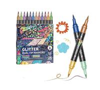HYKJSHED 24/48/72/96 Colors Glitter Effect Brush Markers, Glitter Dual-tip Double Colours Shimmer Markers, Large Capacity 6mm Soft Brush Tip Pen