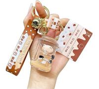 HYKJSHED Kawaii Donut Keychain Cute Bubble Tea Keychain Bear Key Ring Pendant Doll(Color:Bucket)