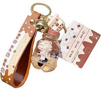 HYKJSHED Kawaii Donut Keychain Cute Bubble Tea Keychain Bear Key Ring Pendant Doll(Color:Soda Bottle)