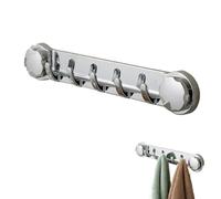 HYKJSHED Multifunctional Bathroom Wall Hooks, Vacuum Suction Cup Hooks Drill-Free Towel Rack Wall Mounted Removable Bath Towel Hooks Hanger Rail Bar for Bathroom Kitchen