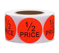 Hylabelest 1.5 Inch Round Fluorescent Bright Red Half Price Stickers Total 500 Per Roll