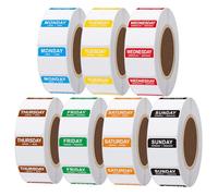 Hylabelest 25mm Square Days of The Week Stickers Day Dots Food Labels Stickers, Kitchen Full W ay Dots Food Labels (All 7 Days Included 1000 Labels per Roll)