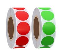 Hylabelest Color Coding Dot Labels 25mm Round Natural Paper Stickers Adhesive Label Green+Red Total 2 Rolls