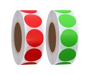 Hylabelest Color Coding Dot Labels 25mm Round Natural Paper Stickers Adhesive Label Green+Red Total 2 Rolls