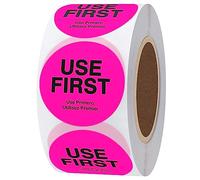 Hylabelest Fluorescence USE First Trilingual Label 1.5 Inch Round Stickers Total 500 Labels Per Roll (Fluorescence Pink)