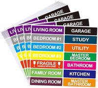 Hylabelest Pack of 140 Large Home Moving Labels for Boxes 14 Different Color Coded Stickers House Moving Supply, 25x101mm