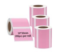 Hylabelest Pink Thermal Printing Paper Removeble Lables 50x30 mm for Thermal Label Printer 4 Rolls