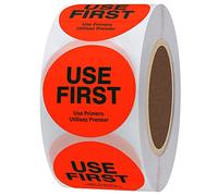 Hylabelest Round Use First Trilingual Labels 1.5 Inch Use First Stickers Total 500 Labels Per Roll (Fluorescence Red)