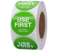 Hylabelest Round Use First Trilingual Labels 1.5 Inch Use First Stickers Total 500 Labels Per Roll (Green)
