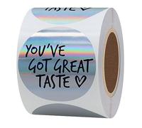 Hylabelest Silver You've GOT Great Taste Stickers Tiny Holographic Round Dot 2" Inch Labels Total 300 Per Roll