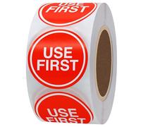 Hylabelest USE First Trilingual Removable Label 1.5 Inch Freezer Stickers Total 500 Labels Per Roll (Red Line)