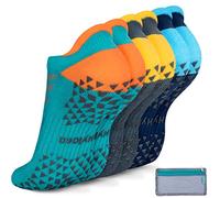 Hylaea Unisex Non Slip Socks for Yoga Pilates Barre Home Hospital with Grip Cushion Black Grey Small Medium