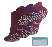 Hylaea Womens & Mens Non Slip Socks with Grip for Yoga Pilates Barre Home Hospital Socks Cushioned Pink Purple Red