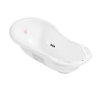 Hylat Baby Bath for Newborns and Babies up to 12 Months with Plug and Non-Slip Mat BPA-Free Plastic Length 84 cm White Hug Me Design