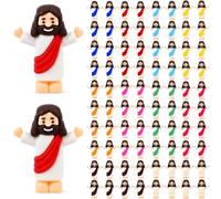 HYLEBOR 80 Pcs Mini Jesus Figurines, Little Jesus Figures in 10 Colors, Tiny Religious Statues for Easter Egg Stuffers, Baptism, Sunday School, Church Party Favors and Faith Event Supplies