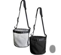 HYLEBOR Horse Feed Bag, 2 Pack Heavy Duty Nylon Muzzle Grain Feed Bag with Adjustable Elastic Strap, Mesh Feed Bags with Durable Waterproof Bottom Muzzle Comfort Neck Pad for Horse