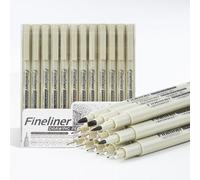 Hyleon 12PCS Black Fineliner Pens, Fine Liner Pens Black - Micron Pens with 12 Line Widths for Art Sketching, Anime, Manga, Scrapbooking, Technical Drawing & Illustration