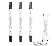 Hyleon 3-Pack Black Permanent Fabric Pens - Dual-Tip Fine & Brush Textile Markers for Clothes, T-Shirts, Bags & Shoes - Washable After Heat Set, DIY Customisation Art Kit