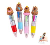 Hyleon 4Pcs Mini Capybara Multicolor Pen in One, Party Bag Pens, 0.5mm, 4-in-1 Cute Bulk Fun Pens Assorted Ink Kawaii Ballpoint Pens for Birthday Gift Student Present School Supplies